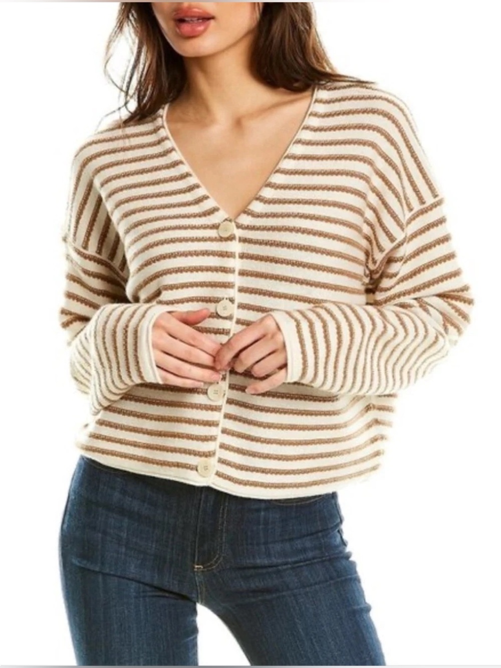 Theory Cashmere Striped Cardigan